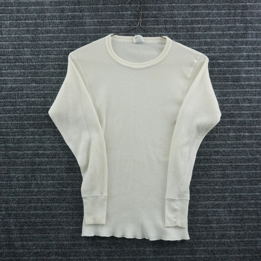 J.E. Morgan Thermal Shirt Mens L Cream Vintage 60s Waffle Knit Made in USA